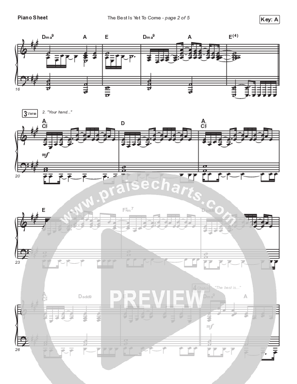 The Best Is Yet To Come Piano Sheet (Mack Brock / Pat Barrett)