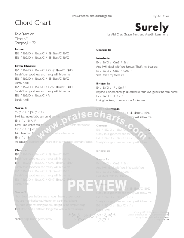 Surely Chord Chart (Abi Oles)