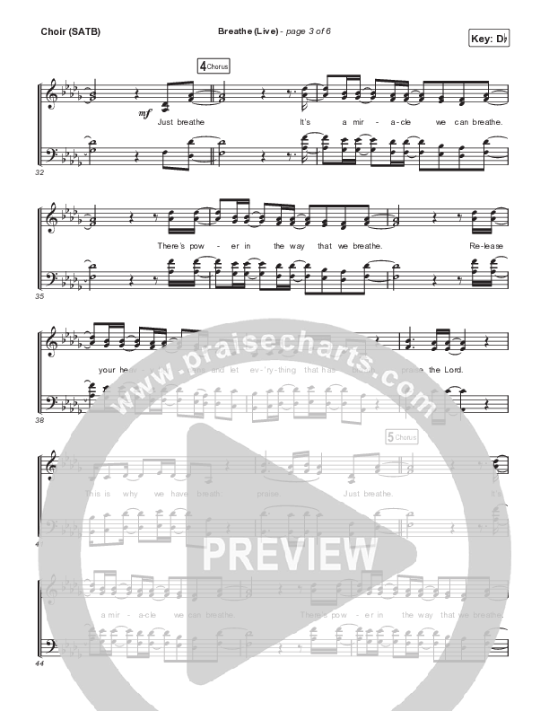 Breathe (Live) Choir Sheet (SATB) (Maverick City Music / Doe Jones / Jonathan McReynolds / Chandler Moore)