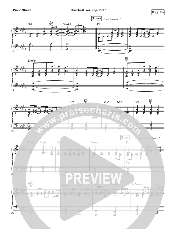 Breathe (Live) Piano Sheet (Maverick City Music / Doe Jones / Jonathan McReynolds / Chandler Moore)