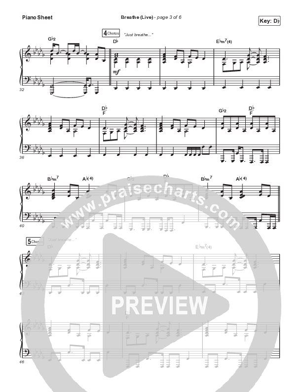Breathe (Live) Piano Sheet (Maverick City Music / Doe Jones / Jonathan McReynolds / Chandler Moore)
