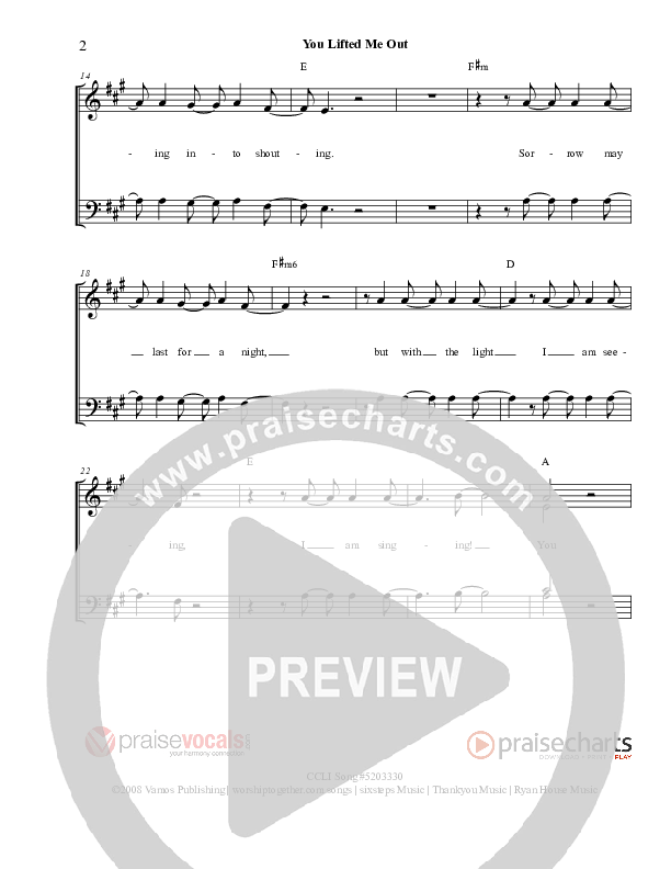 You Lifted Me Out Lead Sheet (PraiseVocals)