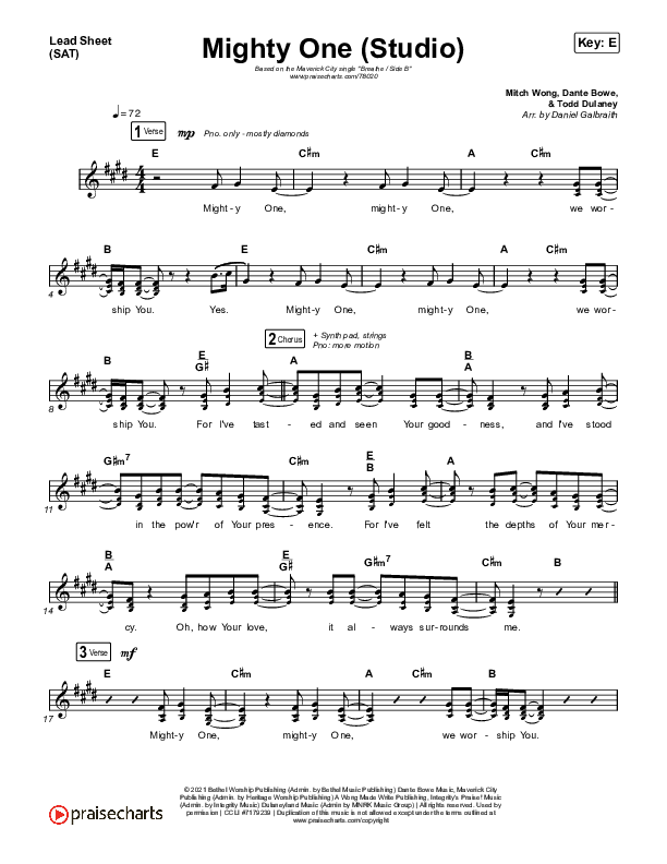 Mighty One (Studio) Lead Sheet (SAT) (Maverick City Music / Maryanne J. George / Dante Bowe)