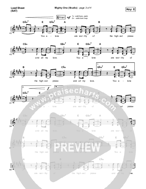 Mighty One (Studio) Lead Sheet (SAT) (Maverick City Music / Maryanne J. George / Dante Bowe)