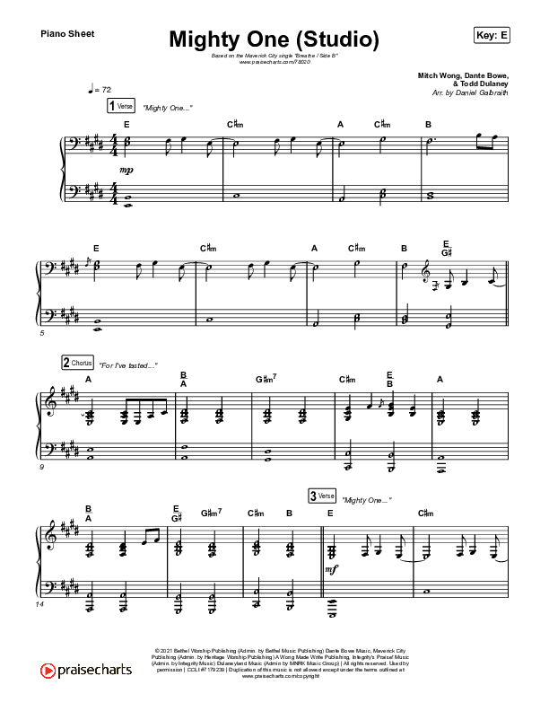 Mighty One (Studio) Piano Sheet (Maverick City Music / Maryanne J. George / Dante Bowe)