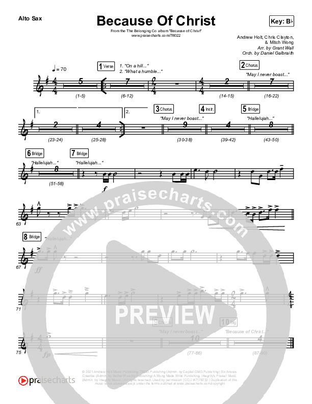 Because Of Christ (Live) Alto Sax (The Belonging Co)
