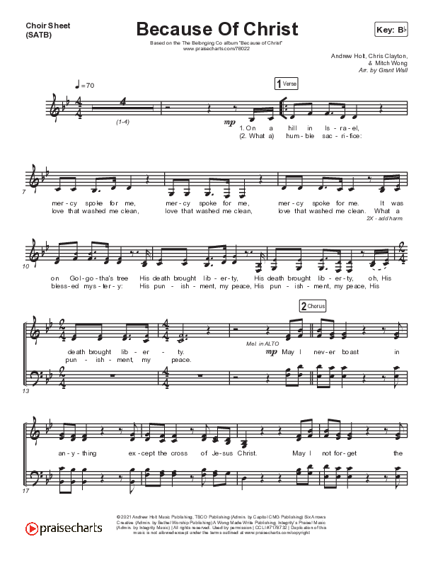 Because Of Christ (Live) Choir Vocals (SATB) (The Belonging Co)