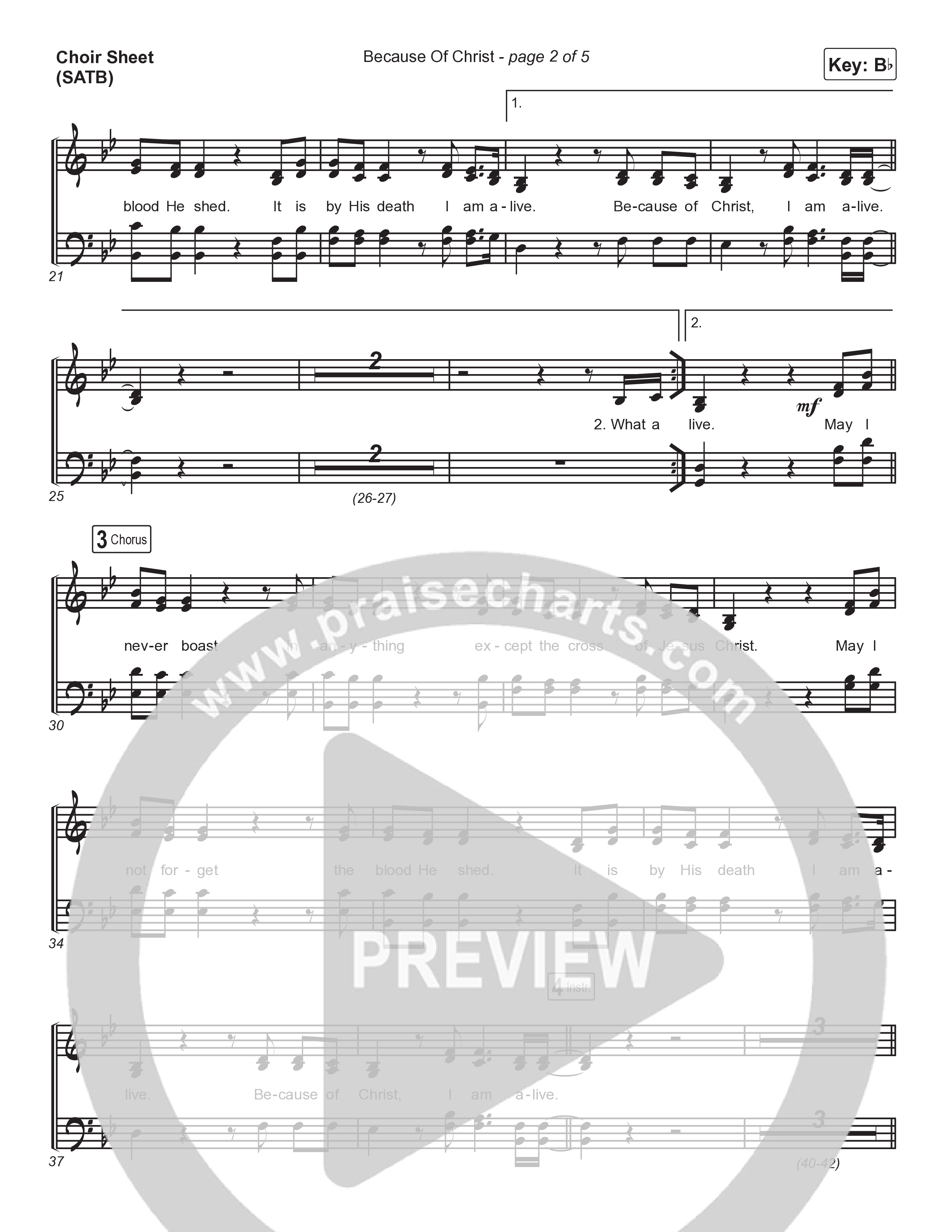 Because Of Christ (Live) Choir Sheet (SATB) (The Belonging Co)