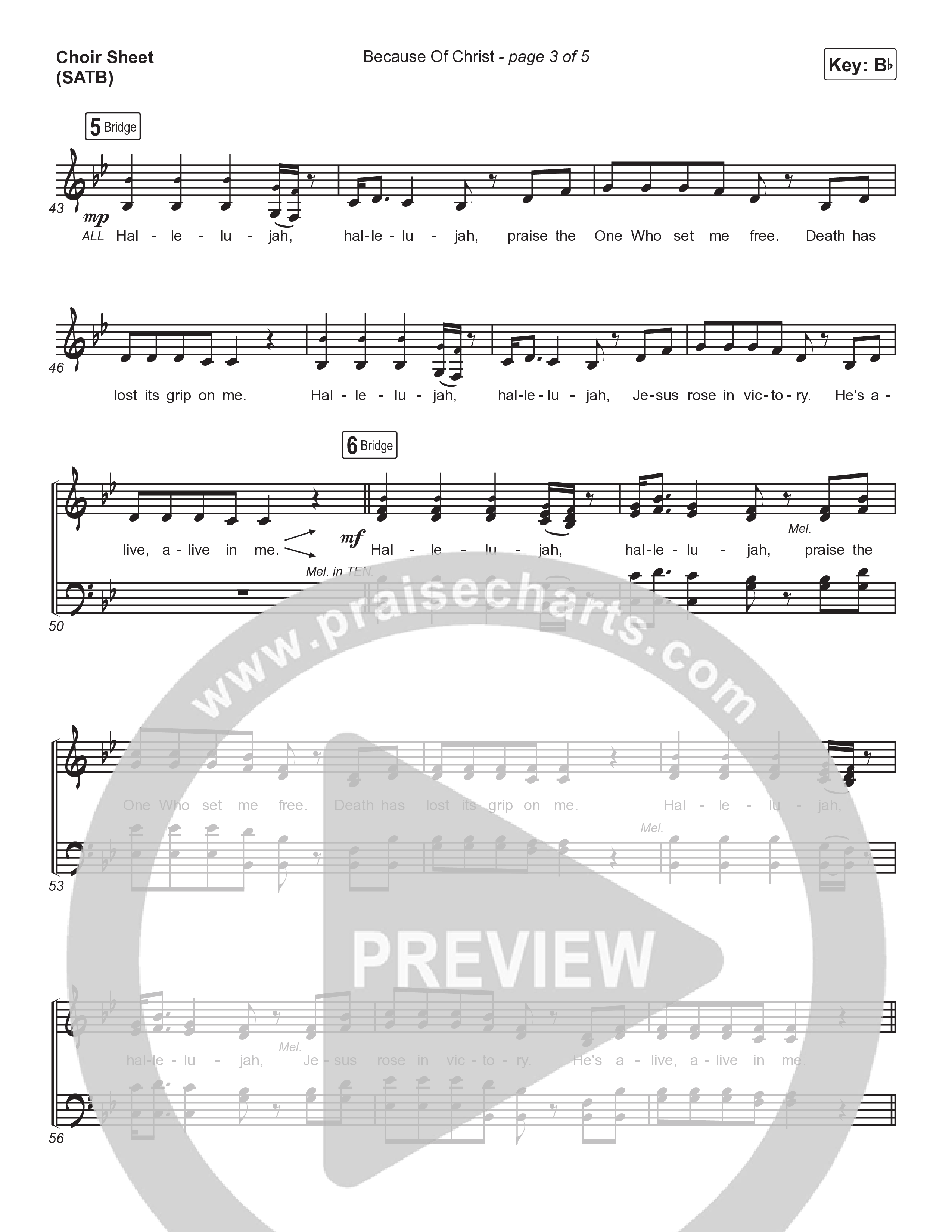 Because Of Christ (Live) Choir Sheet (SATB) (The Belonging Co)