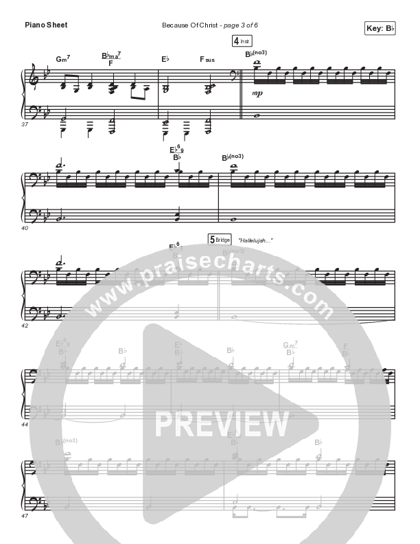 Because Of Christ (Live) Piano Sheet (The Belonging Co)