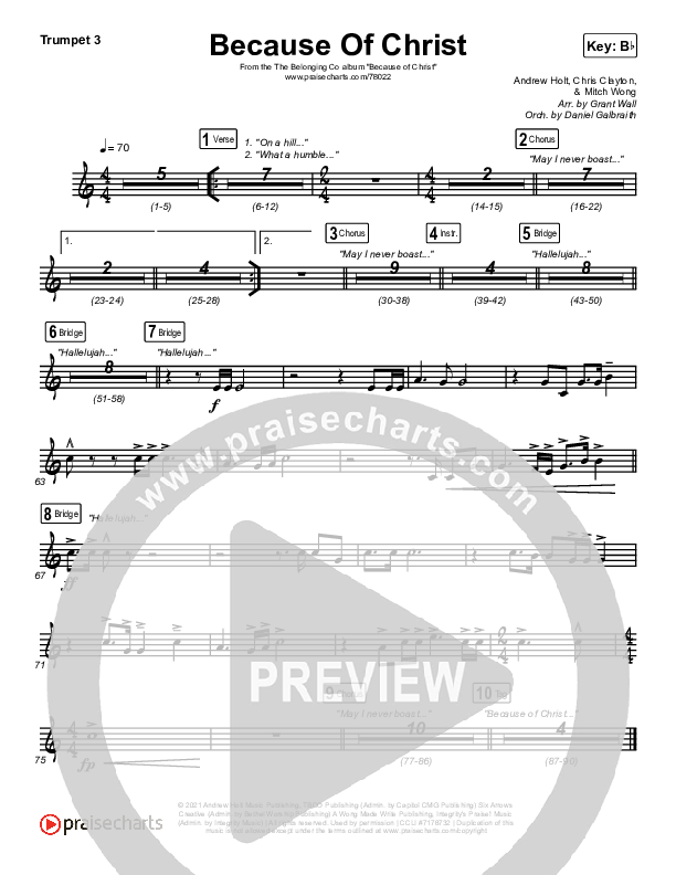 Because Of Christ (Live) Trumpet 3 (The Belonging Co)