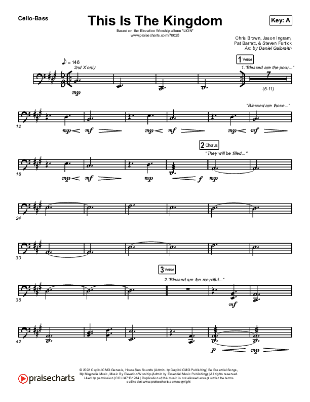 This Is The Kingdom Cello/Bass (Elevation Worship / Pat Barrett)