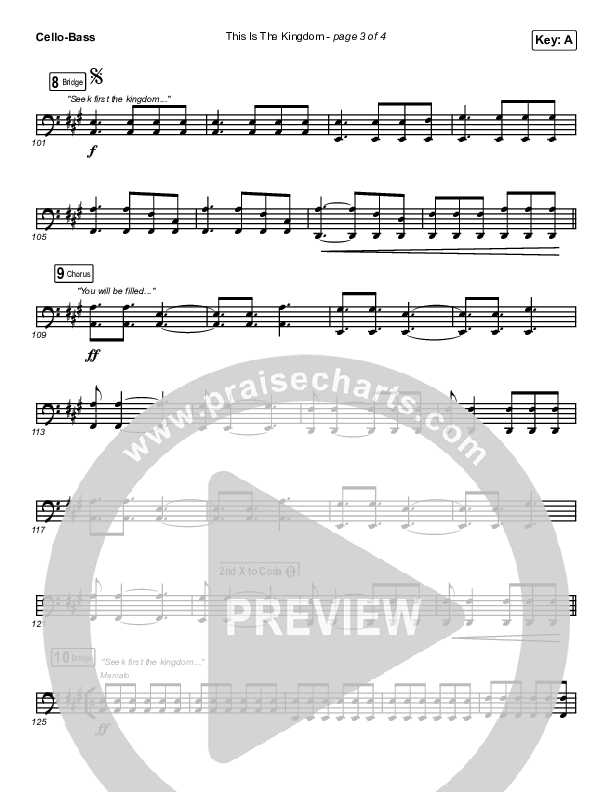 This Is The Kingdom Cello/Bass (Elevation Worship / Pat Barrett)