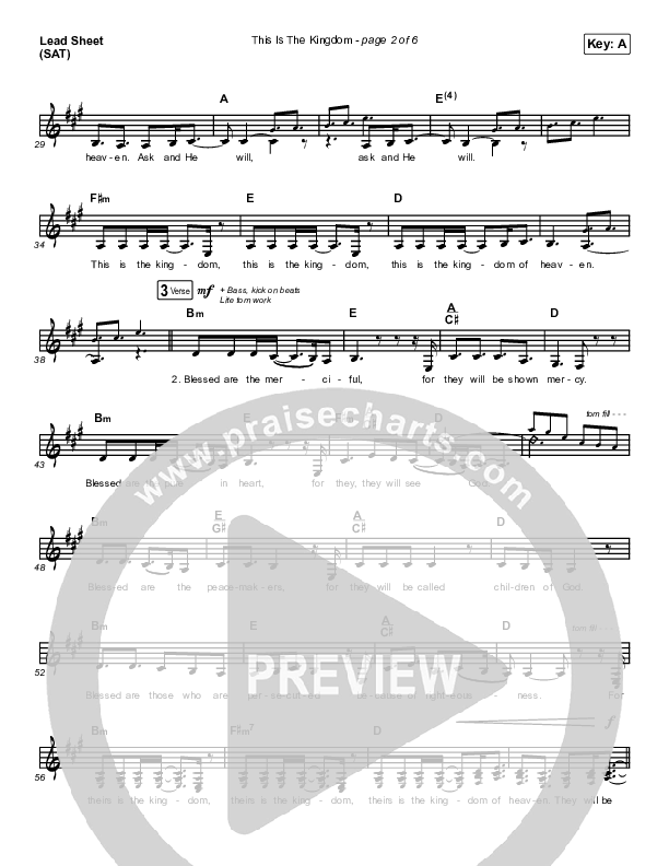 This Is The Kingdom Lead Sheet (SAT) (Elevation Worship / Pat Barrett)