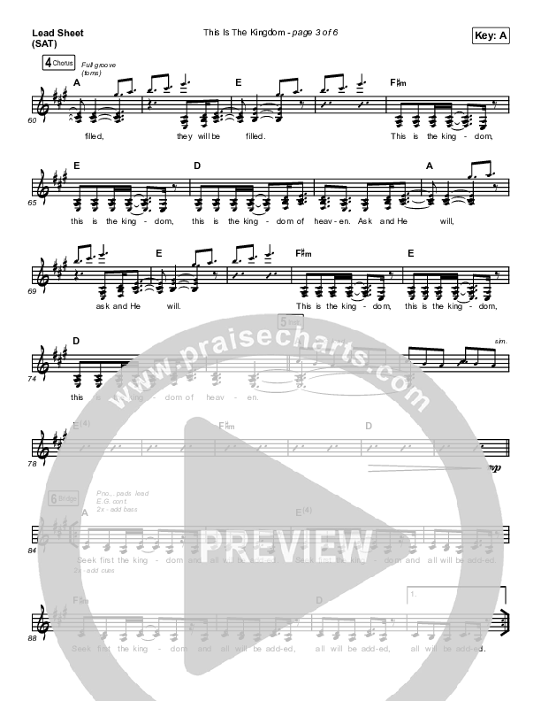 This Is The Kingdom Lead Sheet (SAT) (Elevation Worship / Pat Barrett)