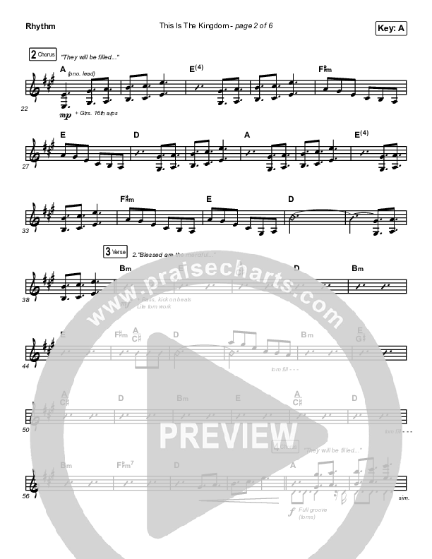 This Is The Kingdom Rhythm Chart (Elevation Worship / Pat Barrett)