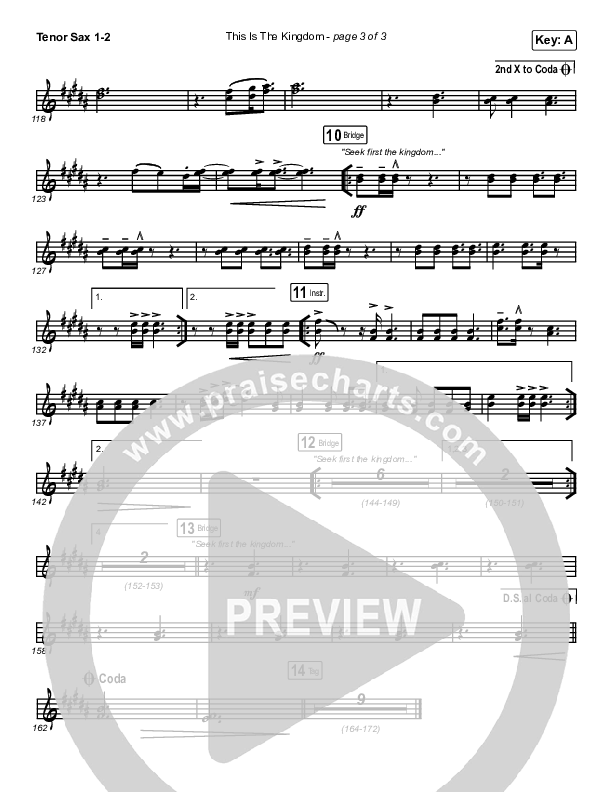 This Is The Kingdom Tenor Sax 1/2 (Elevation Worship / Pat Barrett)