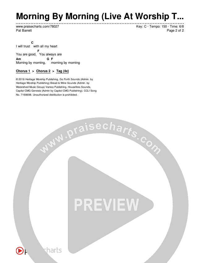 Morning By Morning (Live At Worship Together) Chords & Lyrics (Pat Barrett)