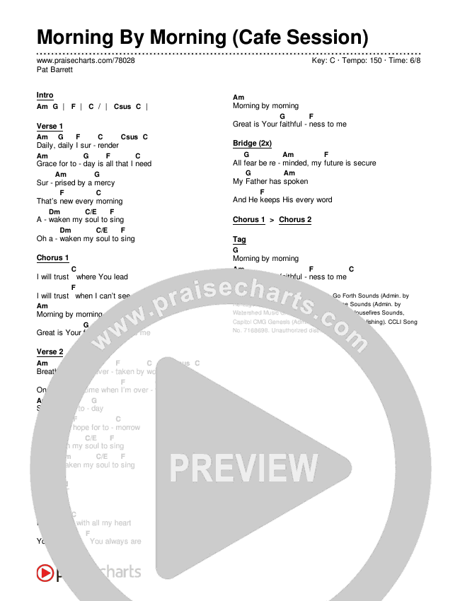 Morning By Morning (Cafe Session) Chords & Lyrics (Pat Barrett)