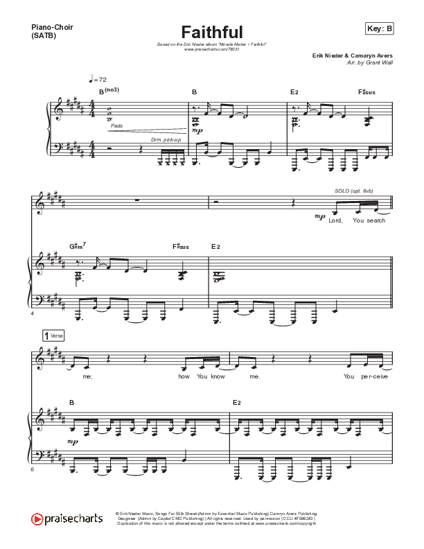 Faithful Piano/Vocal (SATB) (Erik Nieder)
