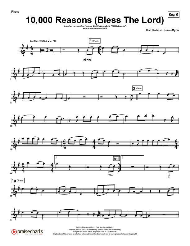 10,000 Reasons (Bless The Lord) (Instrument Solo) Flute Solo (Matt Redman / Passion)