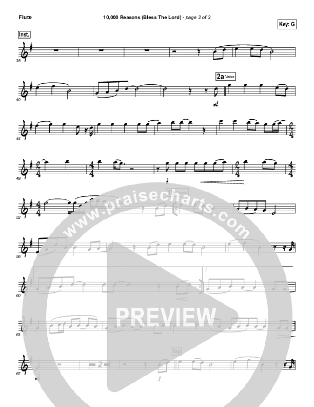 10,000 Reasons (Bless The Lord) (Instrument Solo) Flute Solo (Matt Redman / Passion)