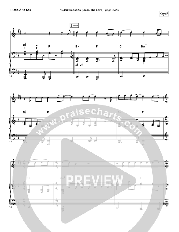 10,000 Reasons (Bless The Lord) (Instrument Solo) Piano/Alto Sax (Matt Redman / Passion)