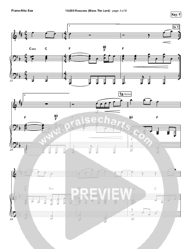 10,000 Reasons (Bless The Lord) (Instrument Solo) Piano/Alto Sax (Matt Redman / Passion)