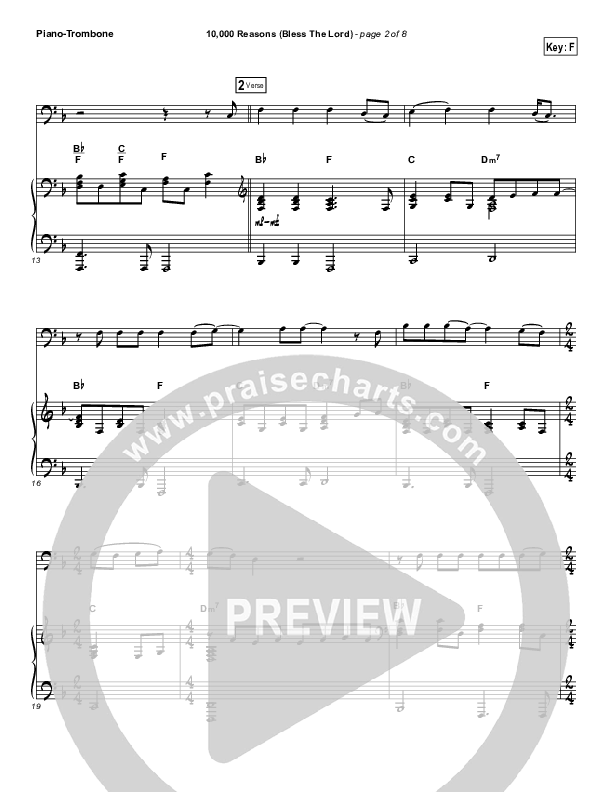 10,000 Reasons (Bless The Lord) (Instrument Solo) Piano/Trombone (Matt Redman / Passion)