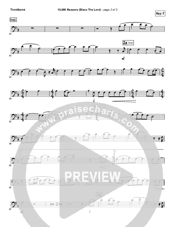 10,000 Reasons (Bless The Lord) (Instrument Solo) Trombone Solo (Matt Redman / Passion)