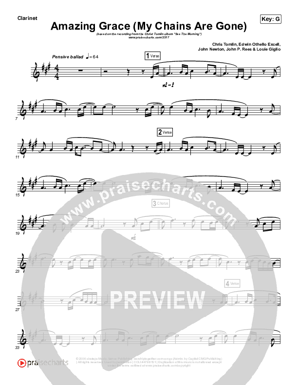 Amazing Grace (My Chains Are Gone) (Instrument Solo) Clarinet Solo (Chris Tomlin)