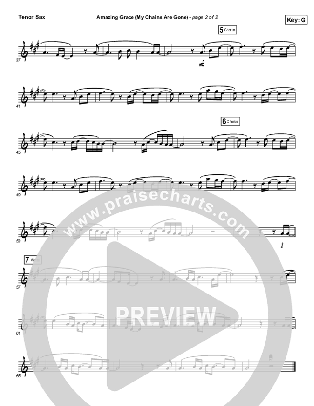 Amazing Grace (My Chains Are Gone) (Instrument Solo) Tenor Sax Solo (Chris Tomlin)