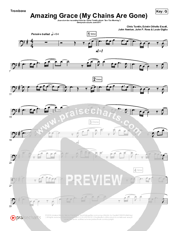 Amazing Grace (My Chains Are Gone) (Instrument Solo) Trombone Solo (Chris Tomlin)