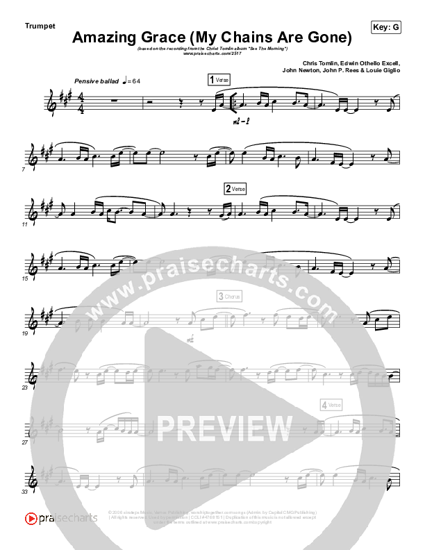 Amazing Grace (My Chains Are Gone) (Instrument Solo) Trumpet Solo (Chris Tomlin)