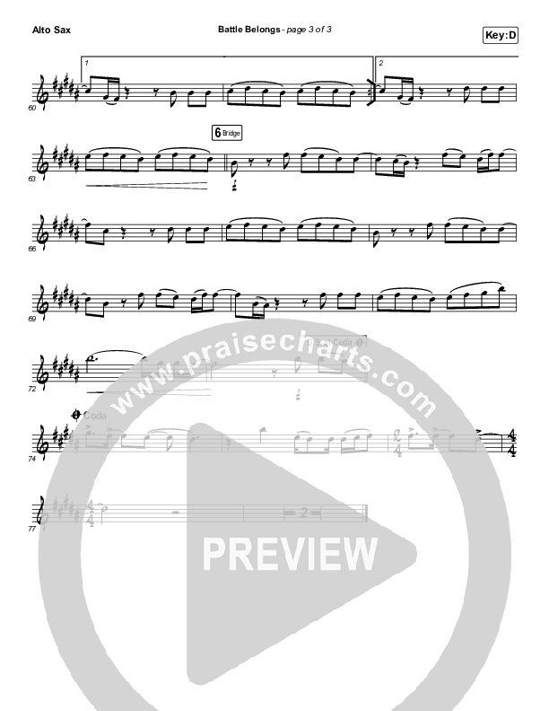 Battle Belongs (Instrument Solo) Alto Sax Solo (Phil Wickham)