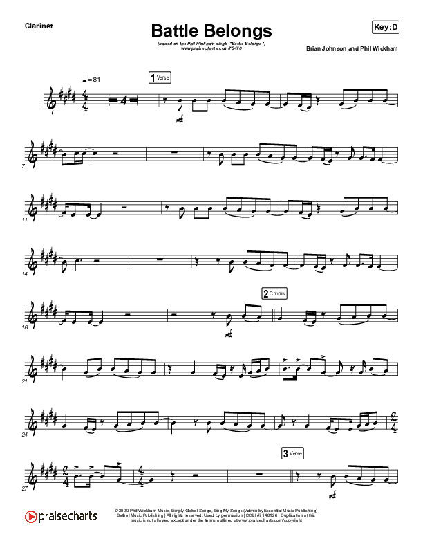 Battle Belongs (Instrument Solo) Clarinet Solo (Phil Wickham)