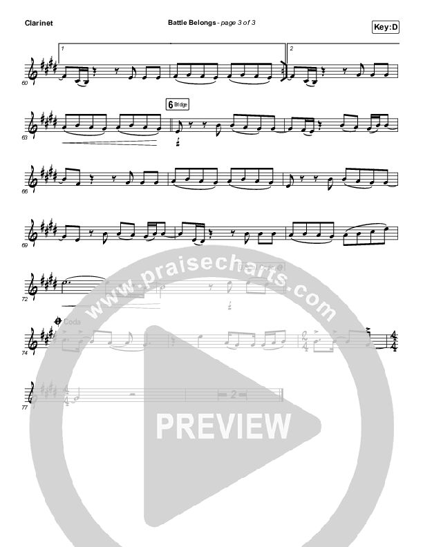 Battle Belongs (Instrument Solo) Clarinet Solo (Phil Wickham)