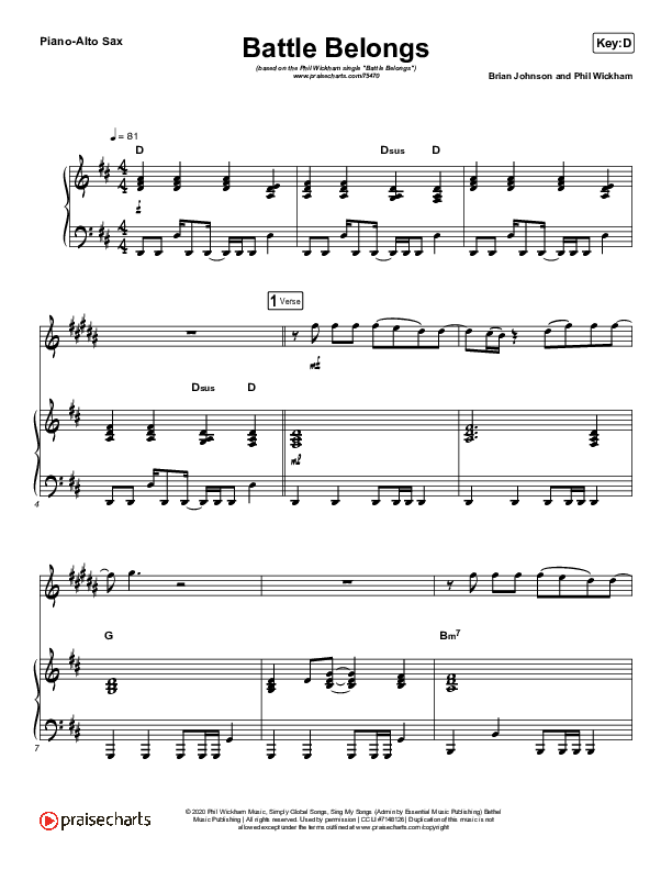 Battle Belongs (Instrument Solo) Alto Sax & Piano (Phil Wickham)