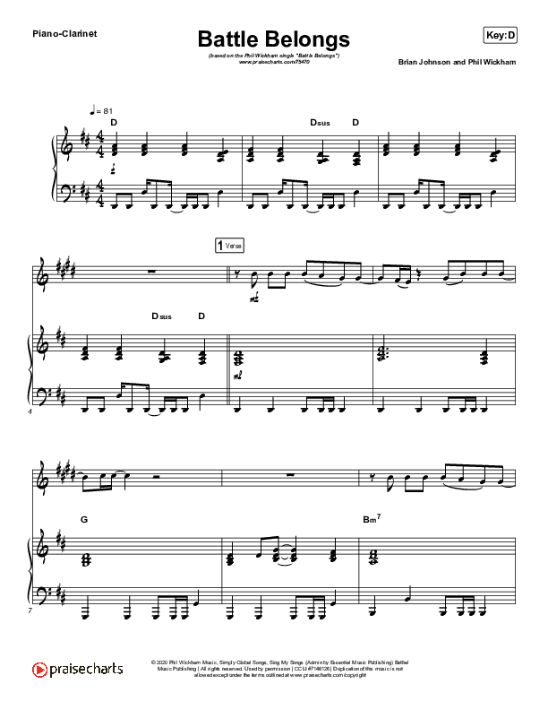 Battle Belongs (Instrument Solo) Piano/Clarinet (Phil Wickham)