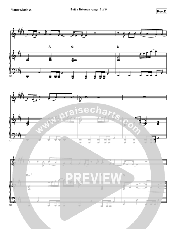 Battle Belongs (Instrument Solo) Piano/Clarinet (Phil Wickham)