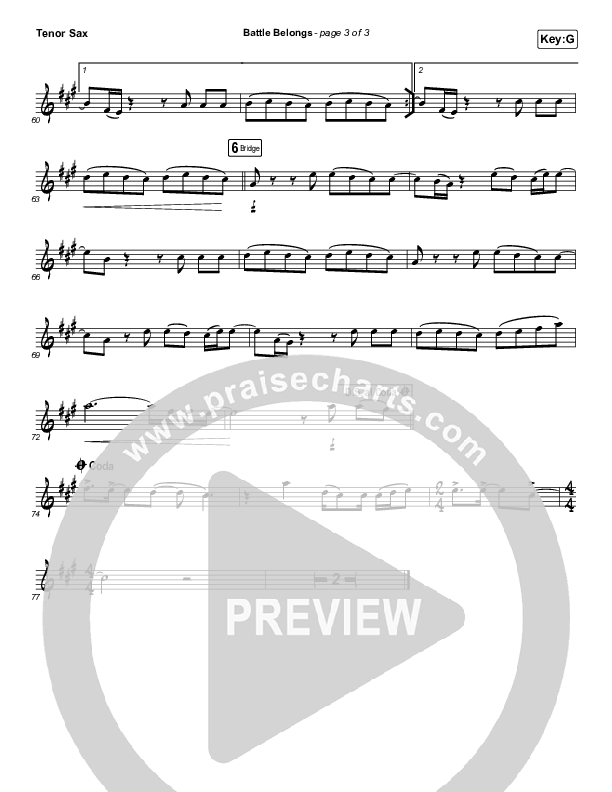 Battle Belongs (Instrument Solo) Tenor Sax Solo (Phil Wickham)