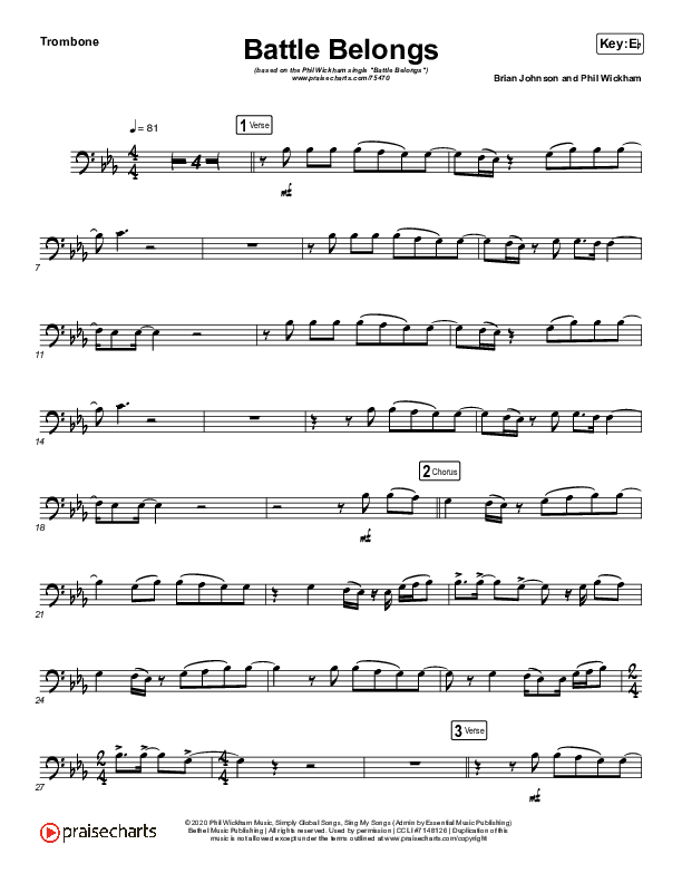 Battle Belongs (Instrument Solo) Trombone Solo (Phil Wickham)