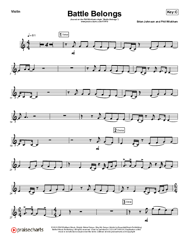 Battle Belongs (Instrument Solo) Violin Solo (Phil Wickham)