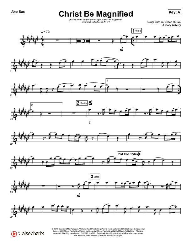 Christ Be Magnified (Instrument Solo) Alto Sax Solo (Cody Carnes)