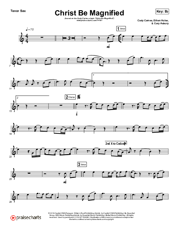 Christ Be Magnified (Instrument Solo) Tenor Sax Solo (Cody Carnes)