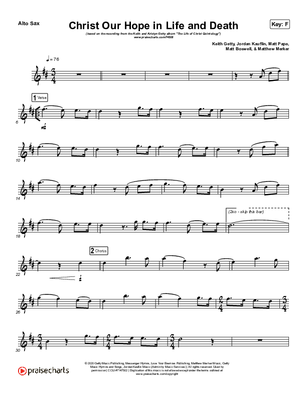 Christ Our Hope In Life And Death (Instrument Solo) Alto Sax Solo (Matt Papa / Keith & Kristyn Getty)