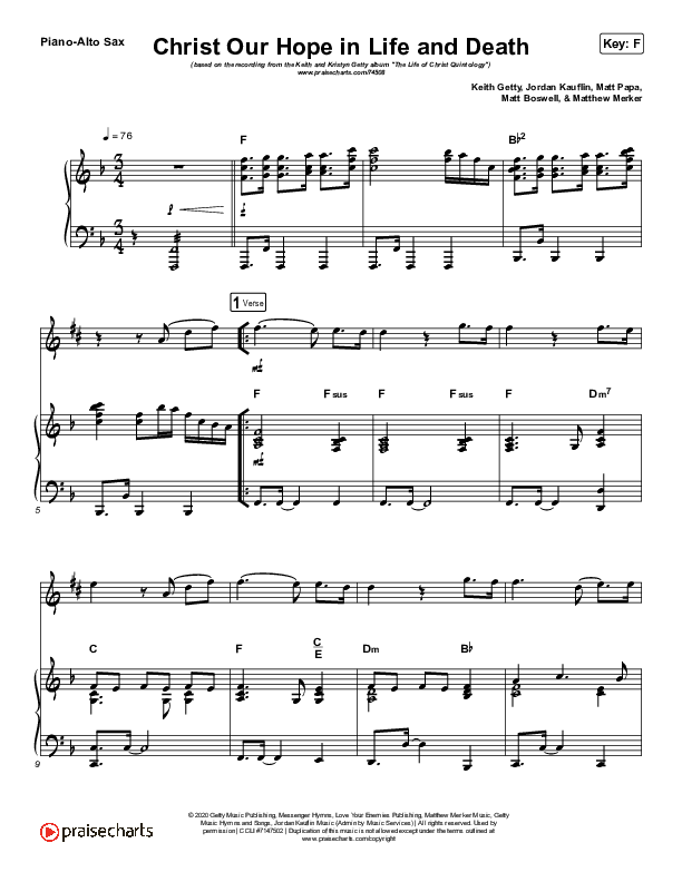 Christ Our Hope In Life And Death (Instrument Solo) Alto Sax & Piano (Matt Papa / Keith & Kristyn Getty)