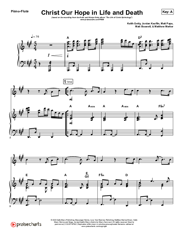 Christ Our Hope In Life And Death (Instrument Solo) Flute & Piano (Matt Papa / Keith & Kristyn Getty)