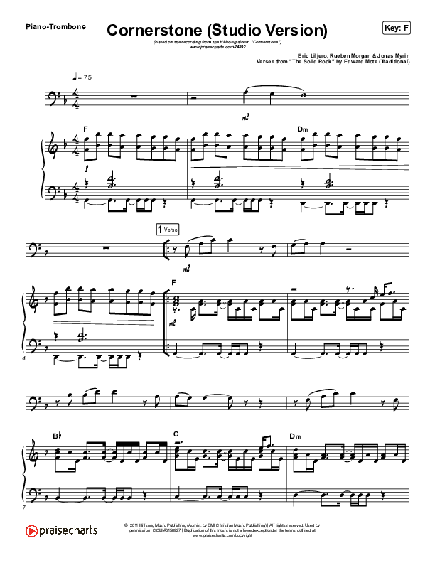 Cornerstone (Instrument Solo) Piano/Trombone (Hillsong Worship)