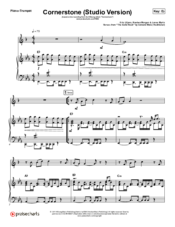 Cornerstone (Instrument Solo) Trumpet & Piano (Hillsong Worship)